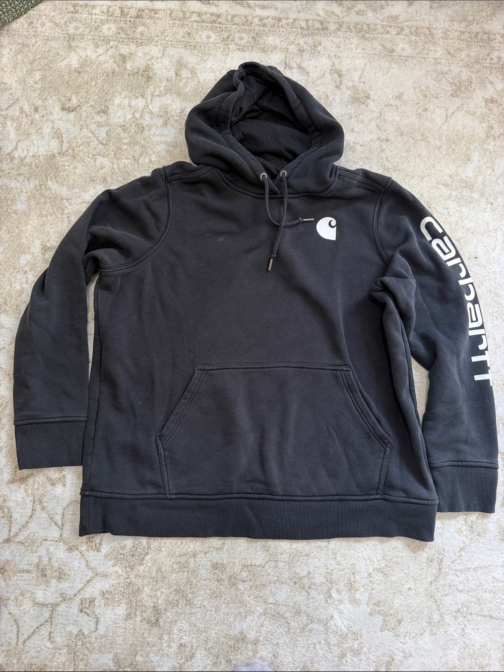 Carhartt Black Pullover Hoodie with Sleeve Logo